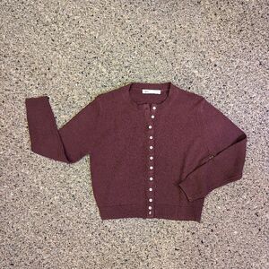 Zara Burgundy Button-Up Cardigan